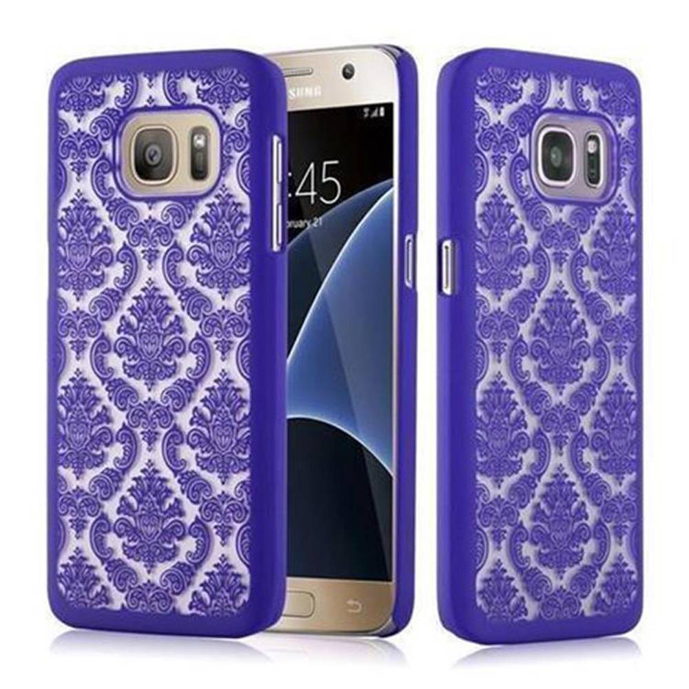 Cadorabo Hülle für Samsung Galaxy S7 Schutz Hülle in Lila Hard Case Schutzhülle Blumen Etui Handyhülle