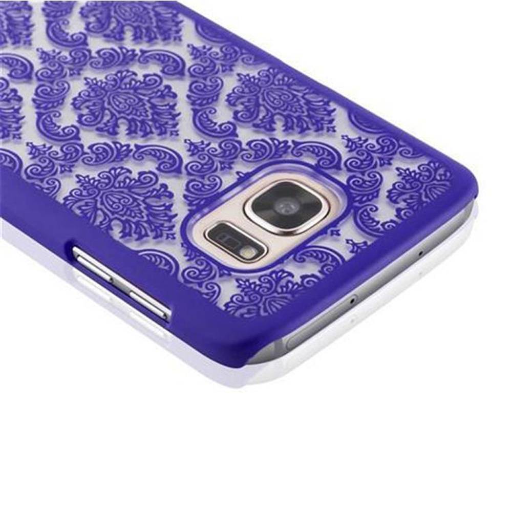 Cadorabo Hülle für Samsung Galaxy S7 Schutz Hülle in Lila Hard Case Schutzhülle Blumen Etui Handyhülle