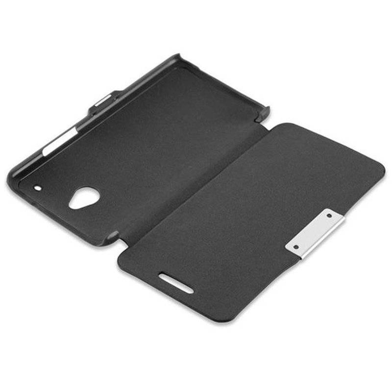 Cadorabo Hülle für HTC ONE MINI M4 - Hülle in KAVIAR SCHWARZ – Handyhülle mit Magnetverschluss im Ultra Slim Book Design