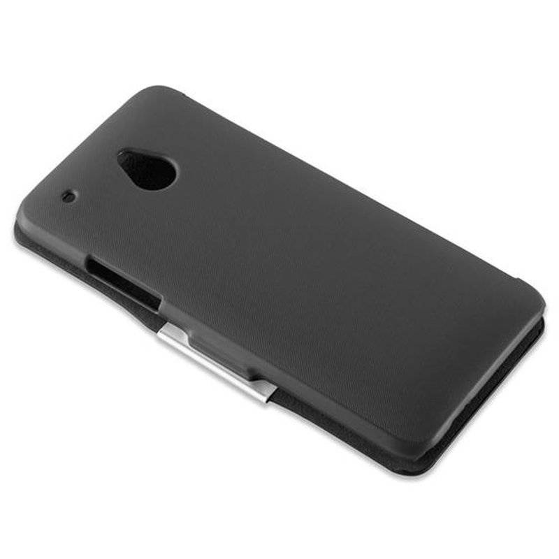 Cadorabo Hülle für HTC ONE MINI M4 - Hülle in KAVIAR SCHWARZ – Handyhülle mit Magnetverschluss im Ultra Slim Book Design