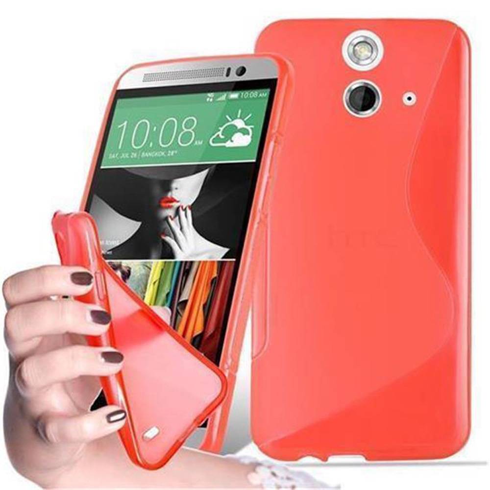Cadorabo Schutzhülle für HTC ONE E8 Hülle in Rot Handyhülle Case TPU Silikon Etui