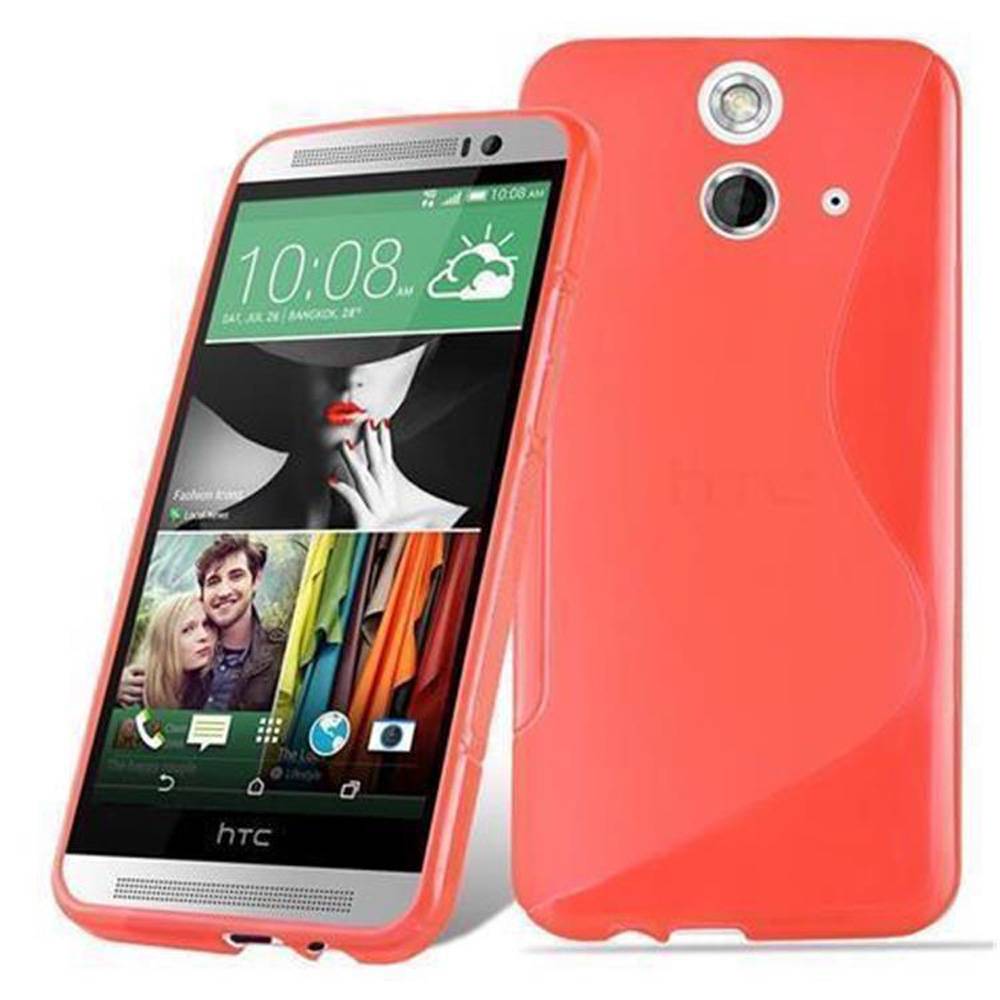 Cadorabo Schutzhülle für HTC ONE E8 Hülle in Rot Handyhülle Case TPU Silikon Etui