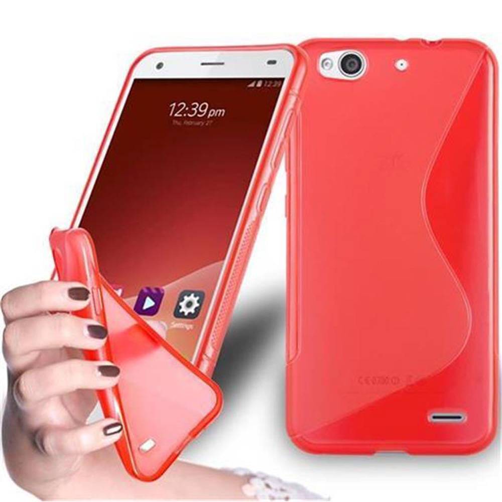 Cadorabo Schutzhülle für ZTE Blade S6 LUX Hülle in Rot Handyhülle Case TPU Silikon Etui