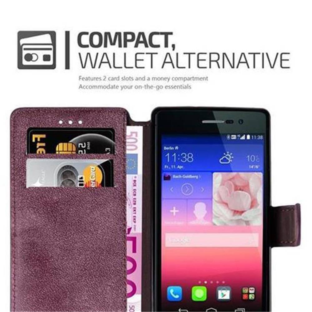 Cadorabo Hülle für Huawei ASCEND P7 Hülle in Rot Schutzhülle Handyhülle Etui Case Cover