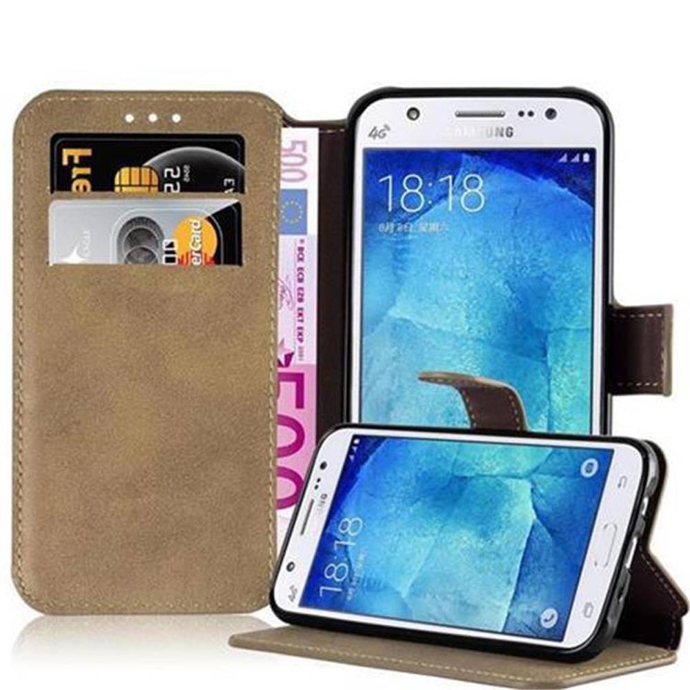 Cadorabo Hülle für Samsung Galaxy J5 2015 Hülle in Braun Schutzhülle Handyhülle Etui Case Cover