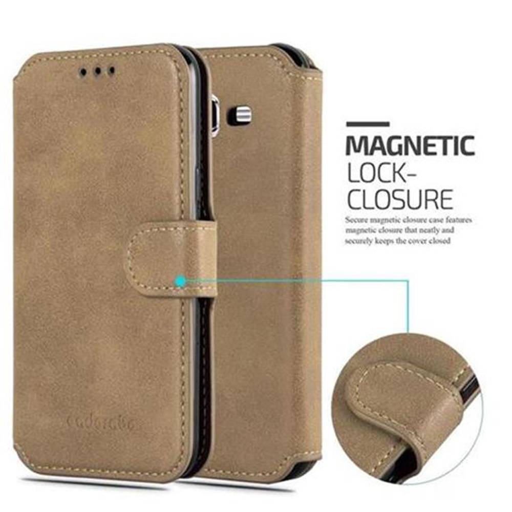 Cadorabo Hülle für Samsung Galaxy J5 2015 Hülle in Braun Schutzhülle Handyhülle Etui Case Cover