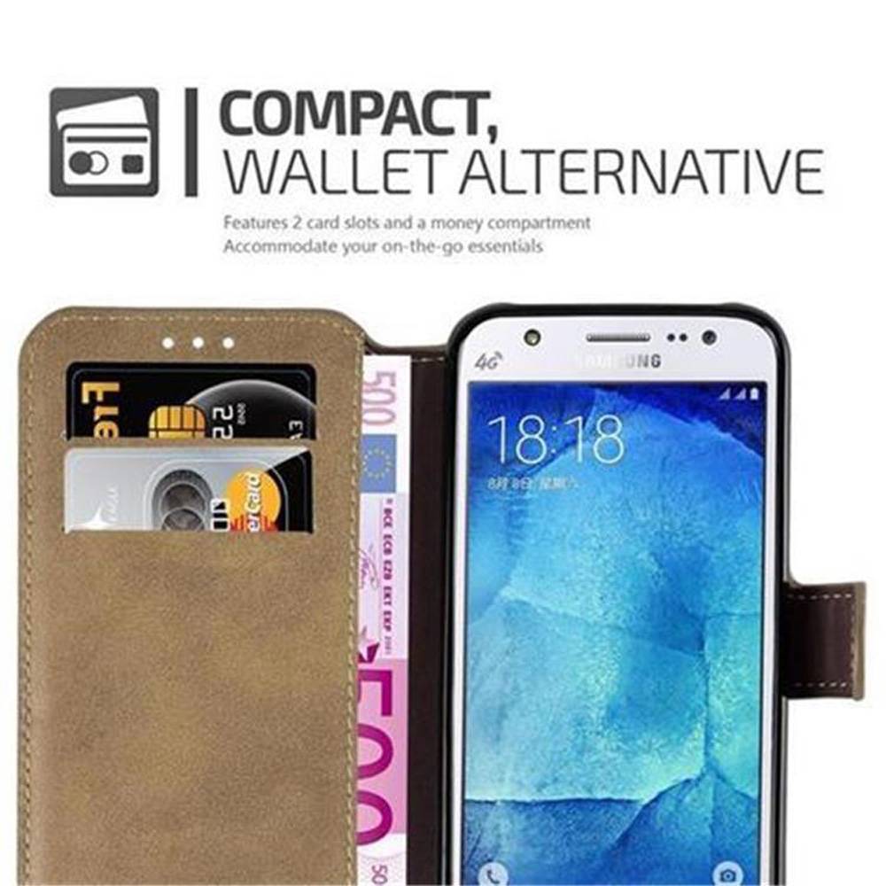 Cadorabo Hülle für Samsung Galaxy J5 2015 Hülle in Braun Schutzhülle Handyhülle Etui Case Cover