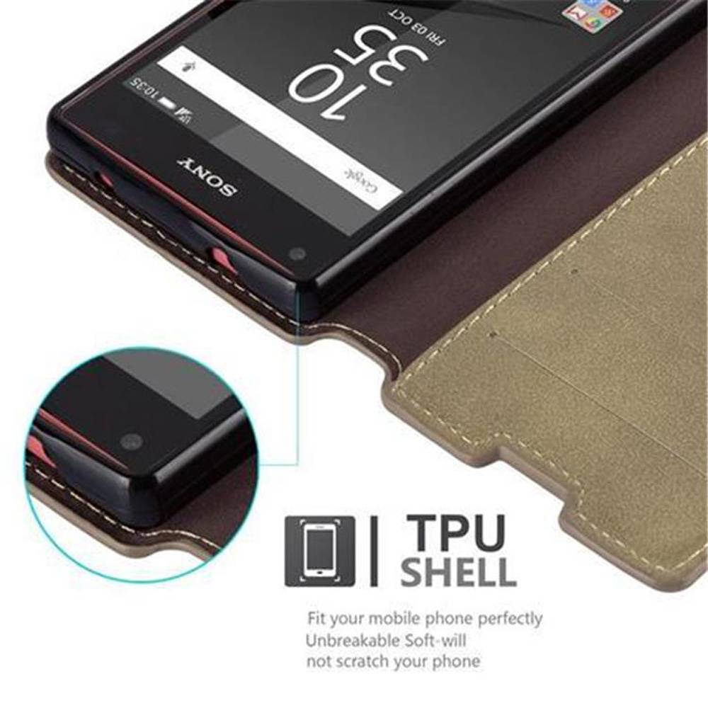 Cadorabo Hülle für Sony Xperia Z5 COMPACT Hülle in Braun Schutzhülle Handyhülle Etui Case Cover