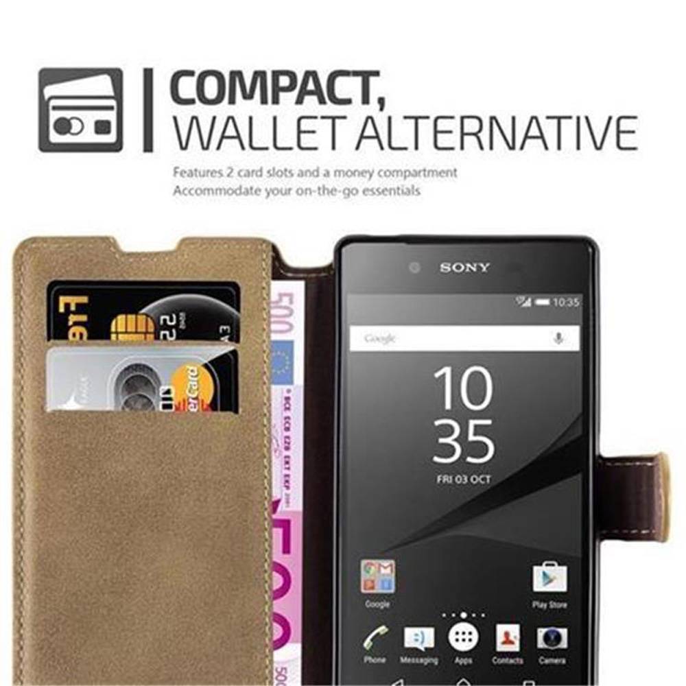 Cadorabo Hülle für Sony Xperia Z5 Hülle in Braun Schutzhülle Handyhülle Etui Case Cover