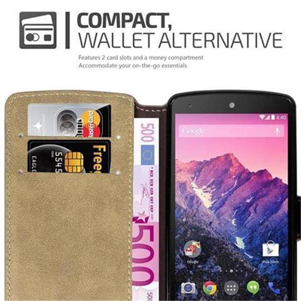 Cadorabo Hülle für LG Google NEXUS 5 Hülle in Braun Schutzhülle Handyhülle Etui Case Cover