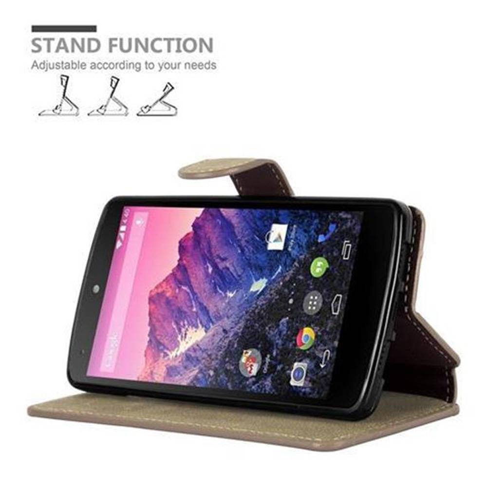 Cadorabo Hülle für LG Google NEXUS 5 Hülle in Braun Schutzhülle Handyhülle Etui Case Cover