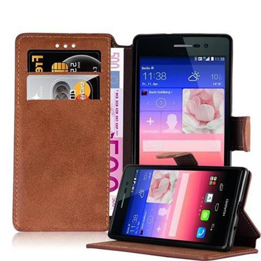 Cadorabo Hülle für Huawei ASCEND P7 Hülle in Braun Schutzhülle Handyhülle Etui Case Cover
