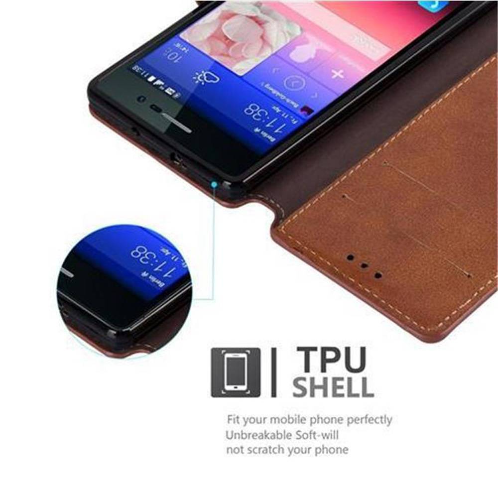 Cadorabo Hülle für Huawei ASCEND P7 Hülle in Braun Schutzhülle Handyhülle Etui Case Cover