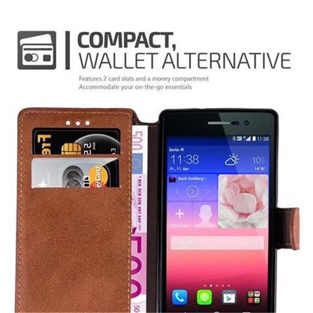 Cadorabo Hülle für Huawei ASCEND P7 Hülle in Braun Schutzhülle Handyhülle Etui Case Cover