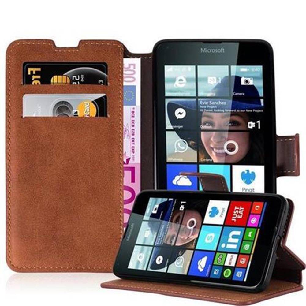 Cadorabo Hülle für Nokia Lumia 640 Hülle in Braun Schutzhülle Handyhülle Etui Case Cover