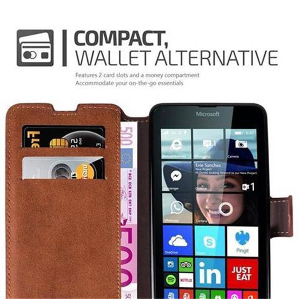 Cadorabo Hülle für Nokia Lumia 640 Hülle in Braun Schutzhülle Handyhülle Etui Case Cover