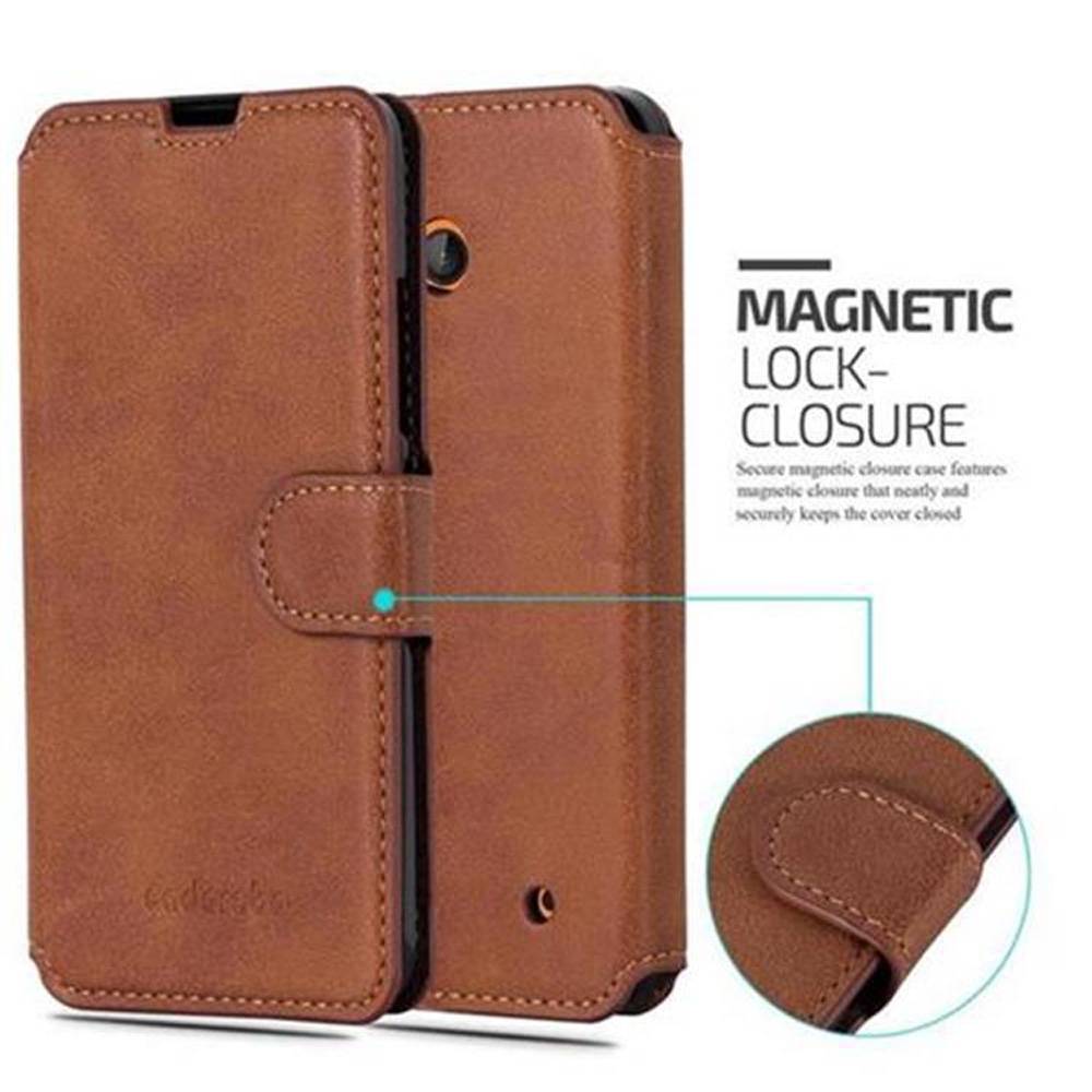 Cadorabo Hülle für Nokia Lumia 640 Hülle in Braun Schutzhülle Handyhülle Etui Case Cover