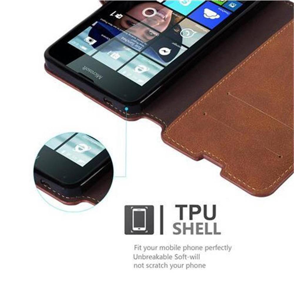 Cadorabo Hülle für Nokia Lumia 640 Hülle in Braun Schutzhülle Handyhülle Etui Case Cover