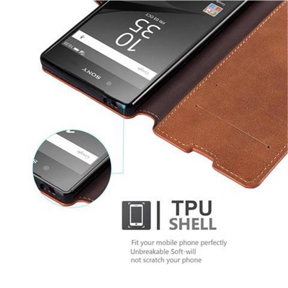 Cadorabo Hülle für Sony Xperia Z5 Hülle in Braun Schutzhülle Handyhülle Etui Case Cover