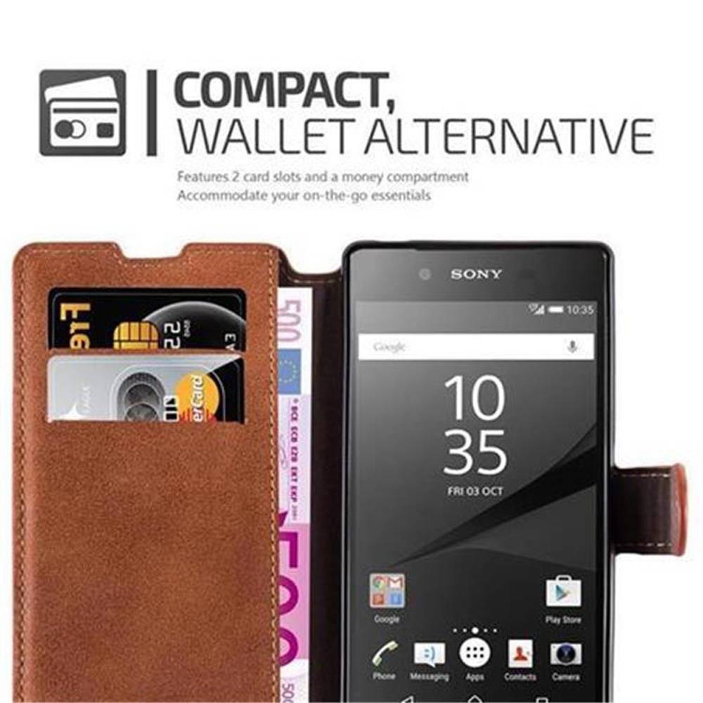 Cadorabo Hülle für Sony Xperia Z5 Hülle in Braun Schutzhülle Handyhülle Etui Case Cover