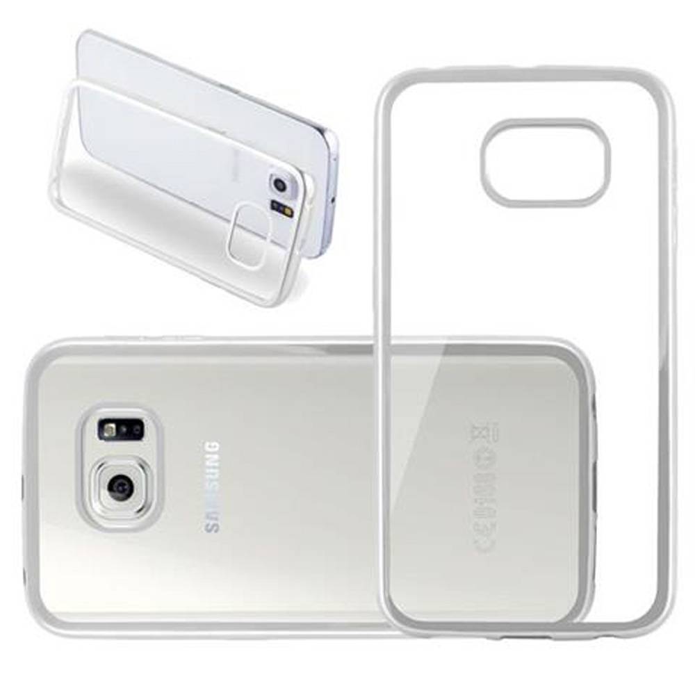 Cadorabo Hülle für Samsung Galaxy S6 EDGE Etui in Silber Schutzhülle Handyhülle TPU Silikon Cover Case