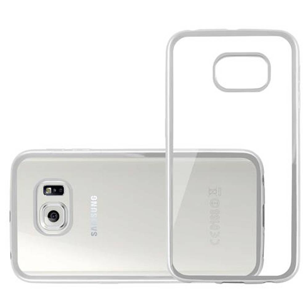 Cadorabo Hülle für Samsung Galaxy S6 EDGE Etui in Silber Schutzhülle Handyhülle TPU Silikon Cover Case