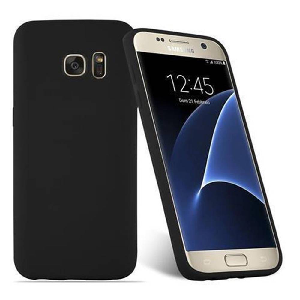 Cadorabo Hülle für Samsung Galaxy S7 Schutzhülle in Schwarz Handyhülle TPU Silikon Etui Case Cover