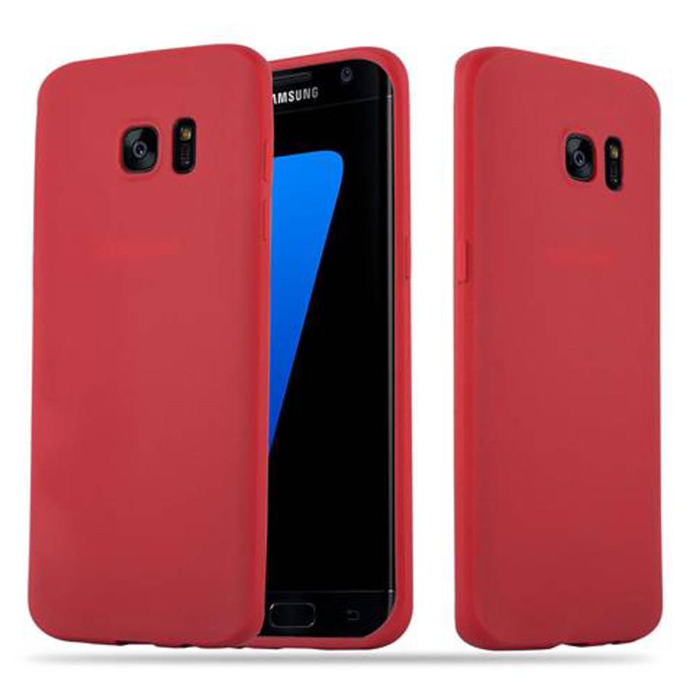Cadorabo Hülle für Samsung Galaxy S7 EDGE Schutzhülle in Rot Handyhülle TPU Silikon Etui Case Cover