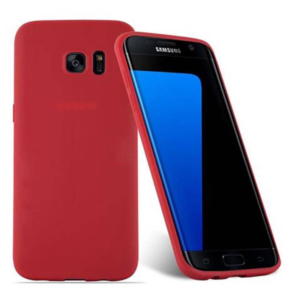 Cadorabo Hülle für Samsung Galaxy S7 EDGE Schutzhülle in Rot Handyhülle TPU Silikon Etui Case Cover