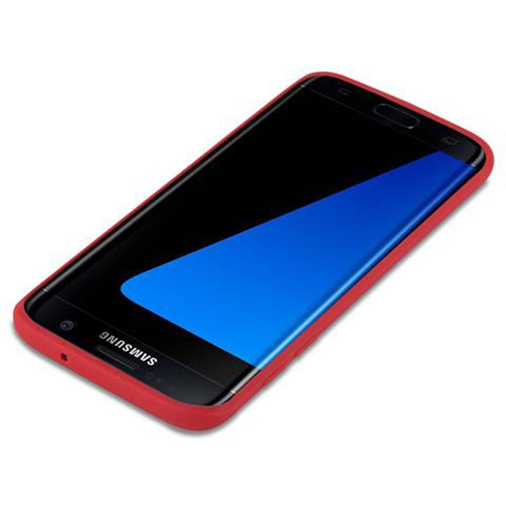 Cadorabo Hülle für Samsung Galaxy S7 EDGE Schutzhülle in Rot Handyhülle TPU Silikon Etui Case Cover