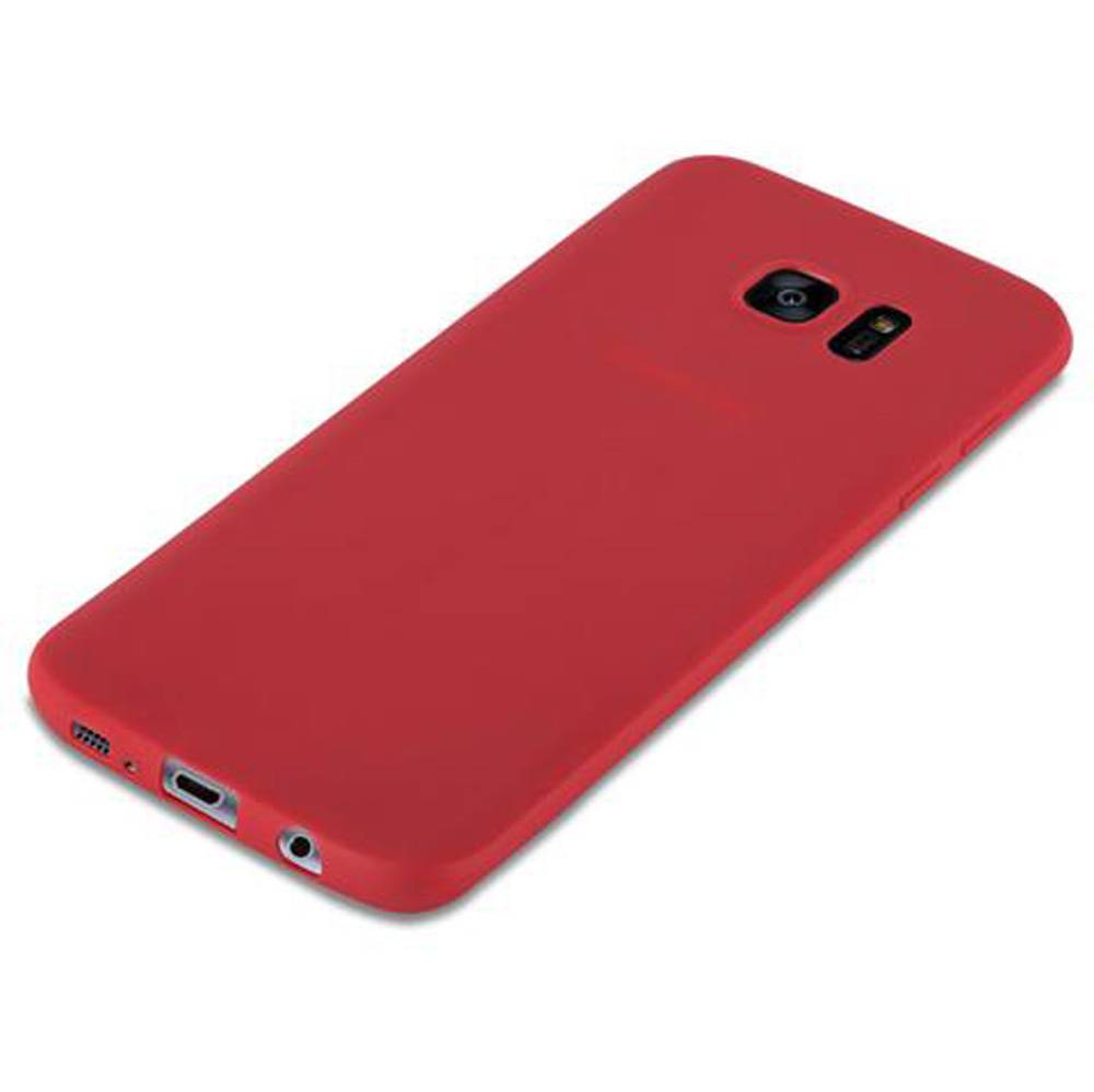 Cadorabo Hülle für Samsung Galaxy S7 EDGE Schutzhülle in Rot Handyhülle TPU Silikon Etui Case Cover