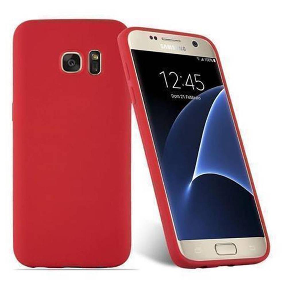 Cadorabo Hülle für Samsung Galaxy S7 Schutzhülle in Rot Handyhülle TPU Silikon Etui Case Cover