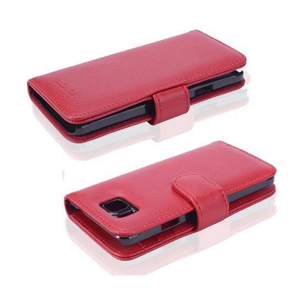 Cadorabo Hülle für Samsung Galaxy ALPHA in Rot Backcover Handy Schutz Hülle Book Case Booklet Kartenfächer