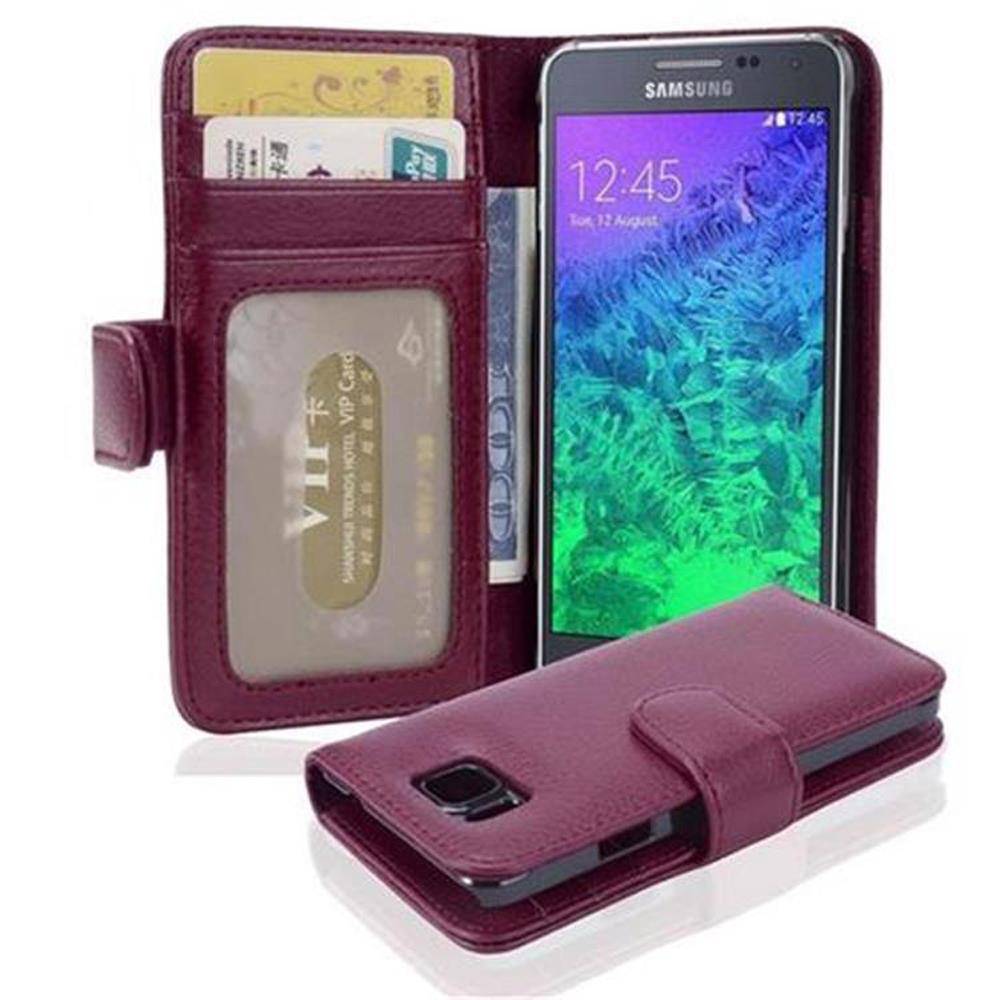Cadorabo Hülle für Samsung Galaxy ALPHA in Lila Backcover Handy Schutz Hülle Book Case Booklet Kartenfächer