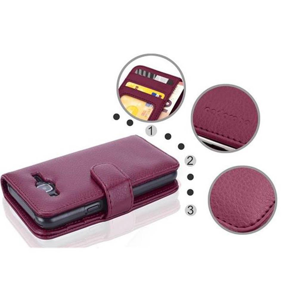 Cadorabo Hülle für Samsung Galaxy J5 2015 in Lila Backcover Handy Schutz Hülle Book Case Booklet Kartenfächer