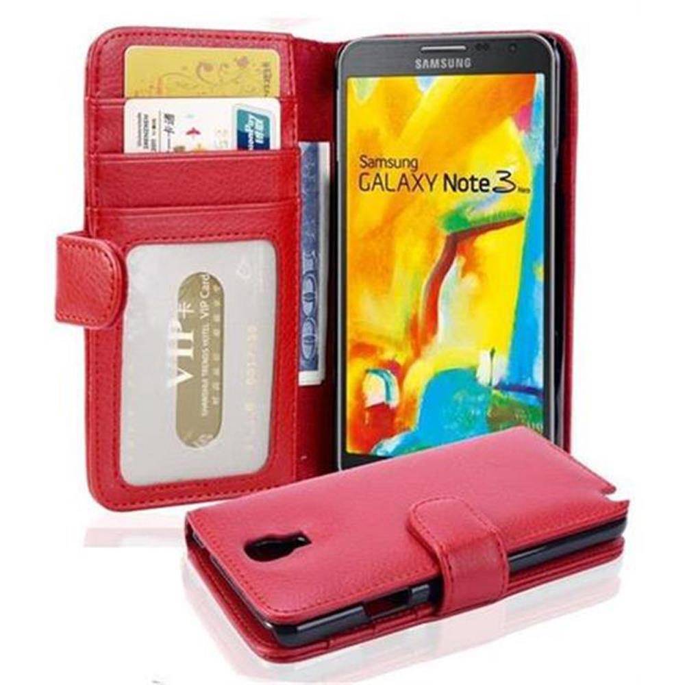 Cadorabo Hülle für Samsung Galaxy NOTE 3 NEO in Rot Backcover Handy Schutz Hülle Book Case Booklet Kartenfächer