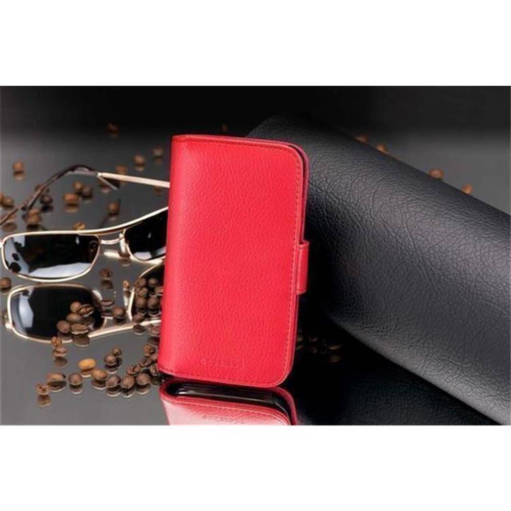 Cadorabo Hülle für Samsung Galaxy NOTE 4 in Rot Backcover Handy Schutz Hülle Book Case Booklet Kartenfächer
