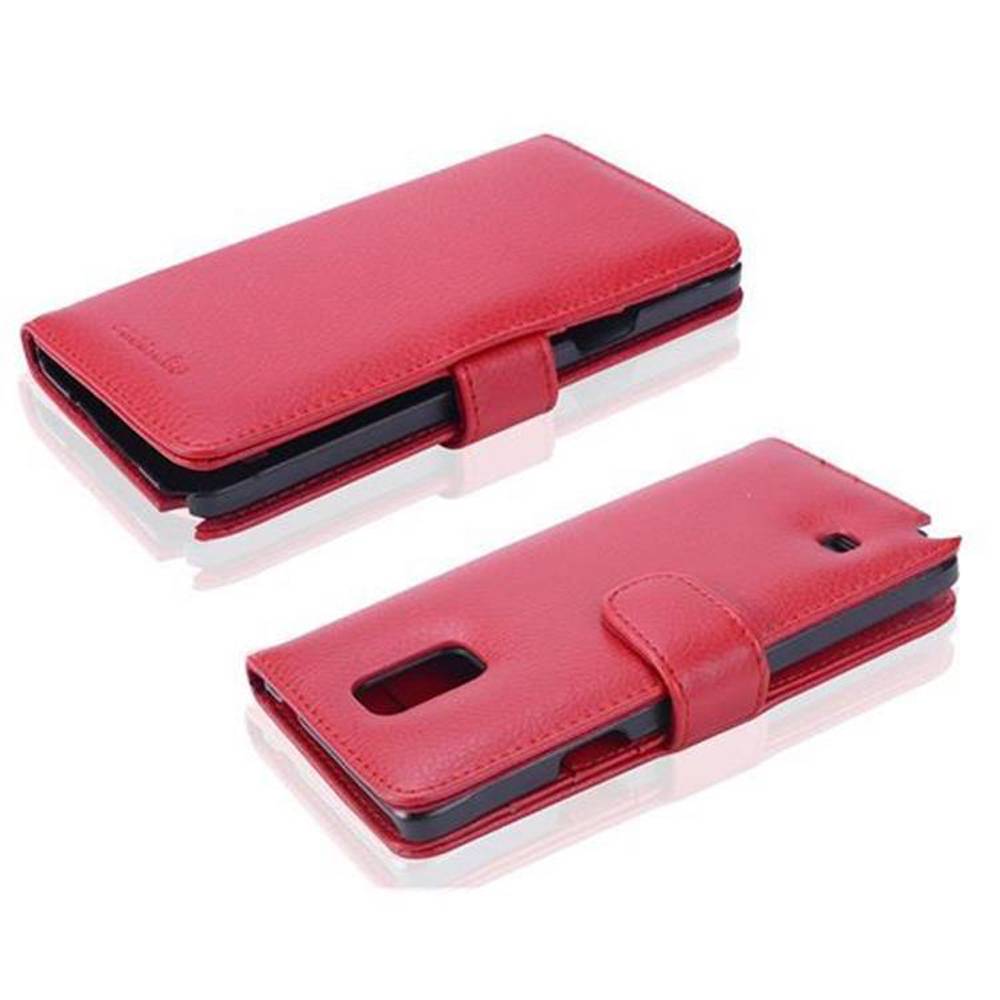 Cadorabo Hülle für Samsung Galaxy NOTE 4 in Rot Backcover Handy Schutz Hülle Book Case Booklet Kartenfächer