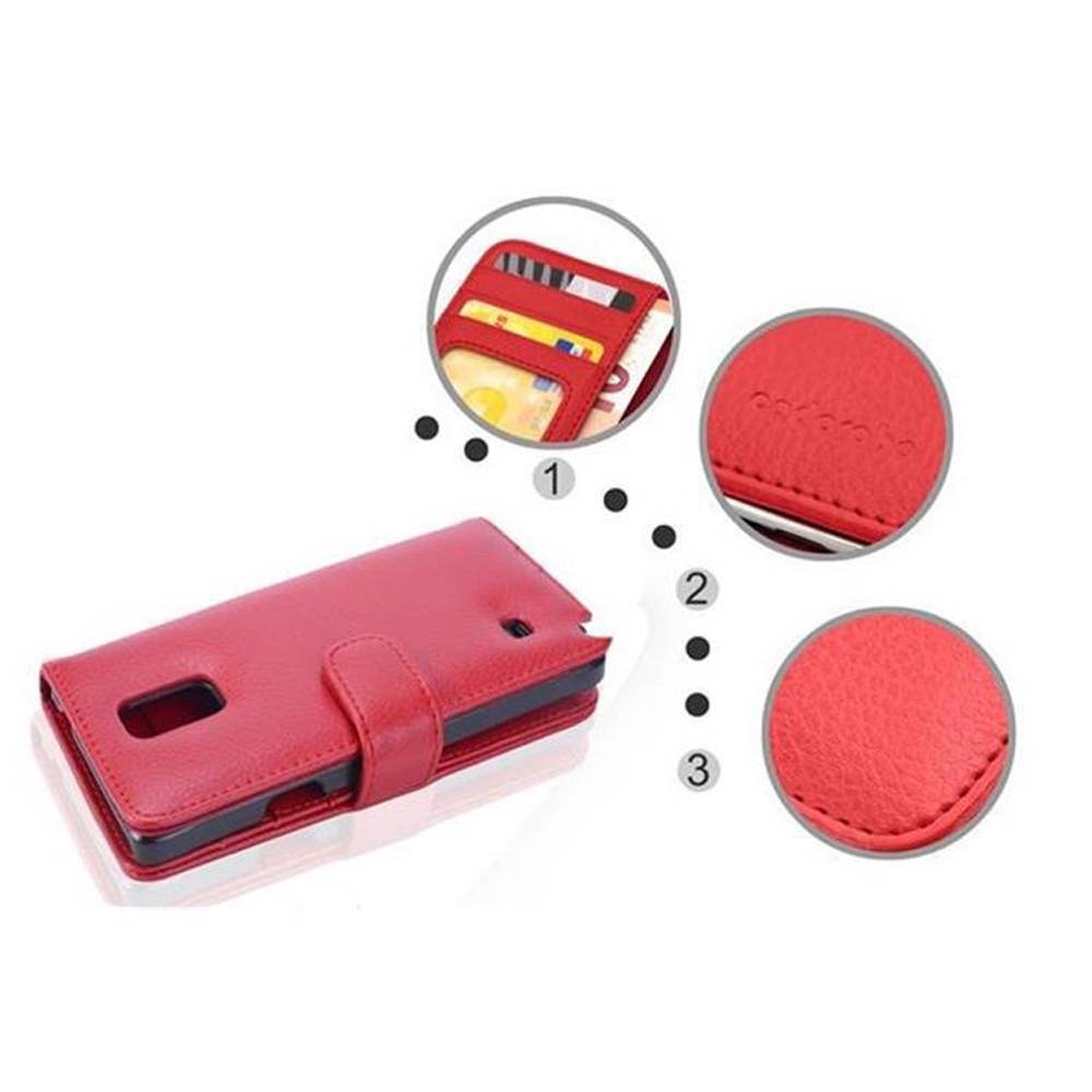 Cadorabo Hülle für Samsung Galaxy NOTE 4 in Rot Backcover Handy Schutz Hülle Book Case Booklet Kartenfächer