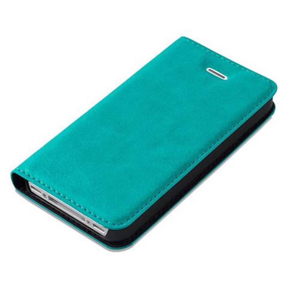 Cadorabo Hülle für Apple iPhone 4 / 4S Schutz Hülle in Türkis Handyhülle Etui Case Cover Magnetverschluss