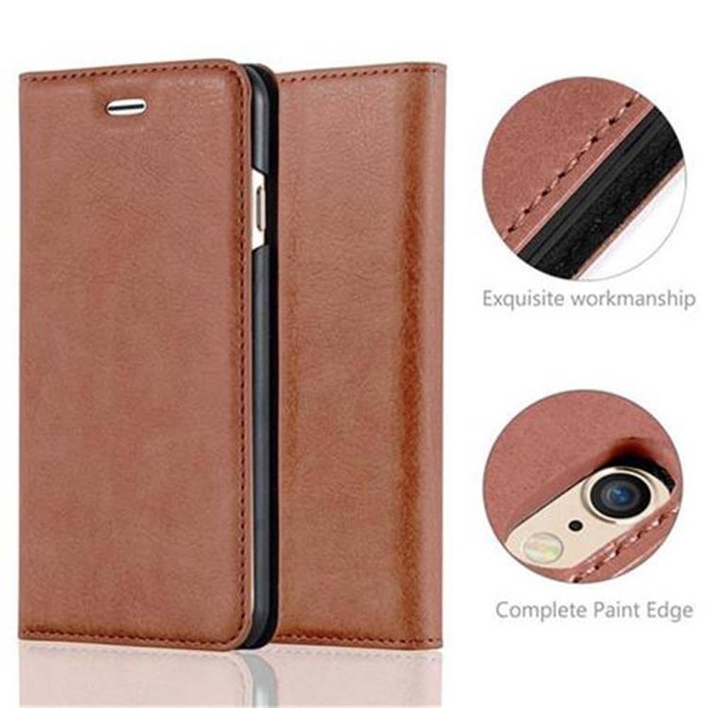 Cadorabo Hülle für Apple iPhone 6 / 6S Schutz Hülle in Braun Handyhülle Etui Case Cover Magnetverschluss