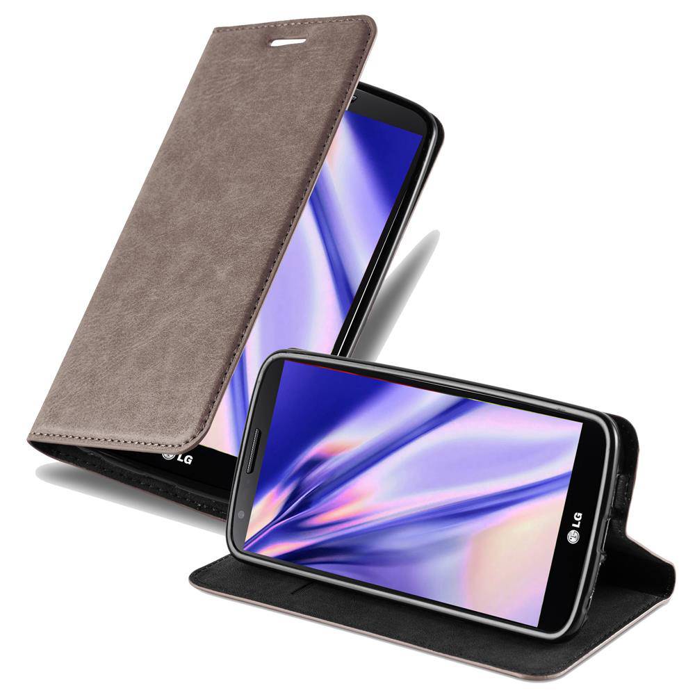 Cadorabo Hülle für LG G2 Schutz Hülle in Braun Handyhülle Etui Case Cover Magnetverschluss