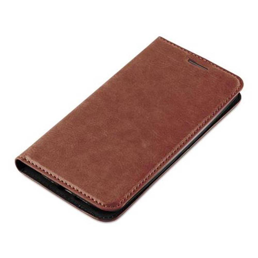Cadorabo Hülle für LG G2 Schutz Hülle in Braun Handyhülle Etui Case Cover Magnetverschluss