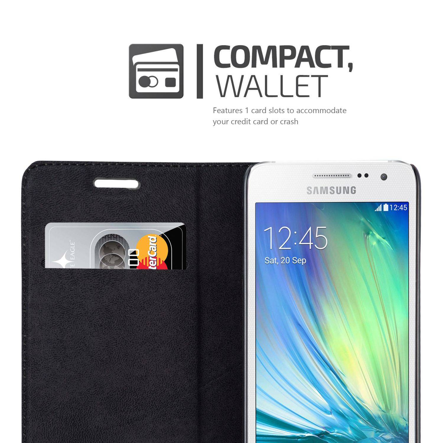Cadorabo Hülle für Samsung Galaxy A3 2015 Schutz Hülle in Braun Handyhülle Etui Case Cover Magnetverschluss