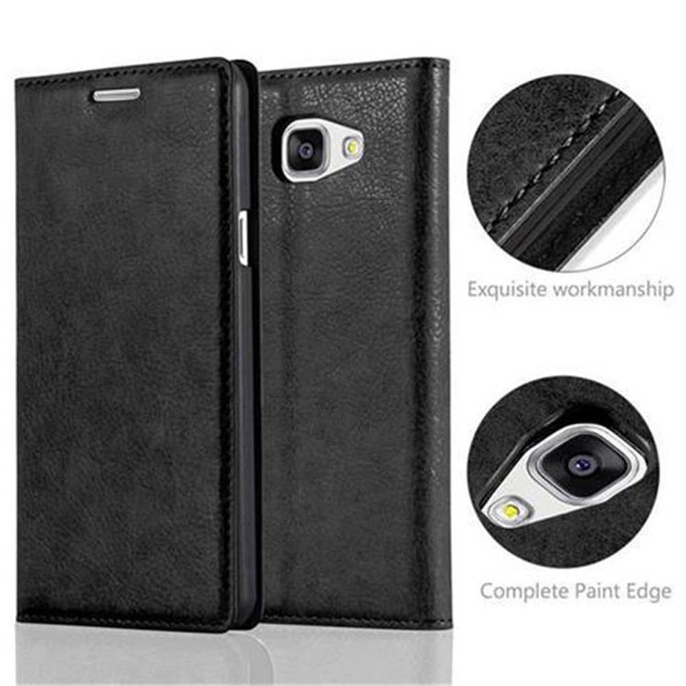 Cadorabo Hülle für Samsung Galaxy A5 2016 Schutz Hülle in Schwarz Handyhülle Etui Case Cover Magnetverschluss