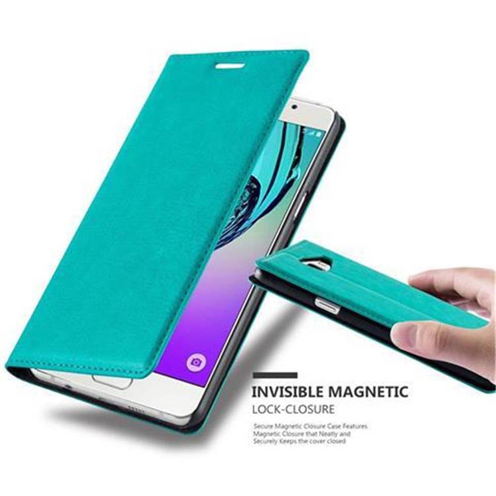 Cadorabo Hülle für Samsung Galaxy A5 2016 Schutz Hülle in Türkis Handyhülle Etui Case Cover Magnetverschluss