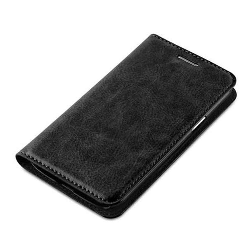 Cadorabo Hülle für Samsung Galaxy J1 2015 Schutz Hülle in Schwarz Handyhülle Etui Case Cover Magnetverschluss