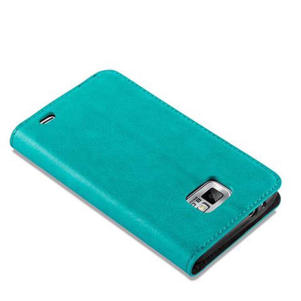 Cadorabo Hülle für Samsung Galaxy S2 / S2 PLUS Schutz Hülle in Türkis Handyhülle Etui Case Cover Magnetverschluss