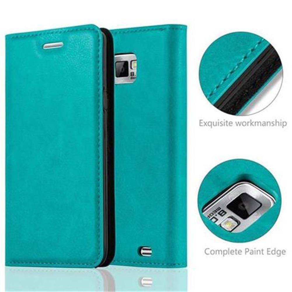 Cadorabo Hülle für Samsung Galaxy S2 / S2 PLUS Schutz Hülle in Türkis Handyhülle Etui Case Cover Magnetverschluss