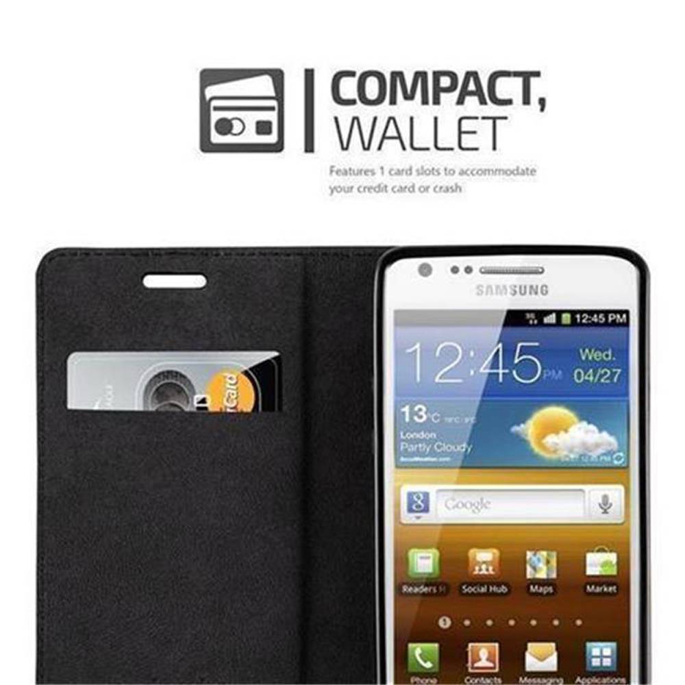 Cadorabo Hülle für Samsung Galaxy S2 / S2 PLUS Schutz Hülle in Türkis Handyhülle Etui Case Cover Magnetverschluss